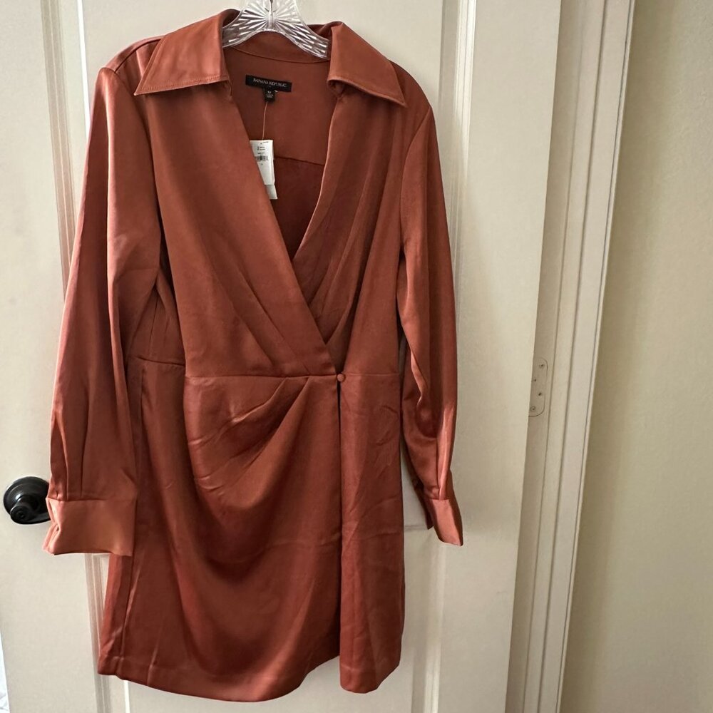Banana Republic Satin Wrap-Style Dress | New With Tags | Size 12